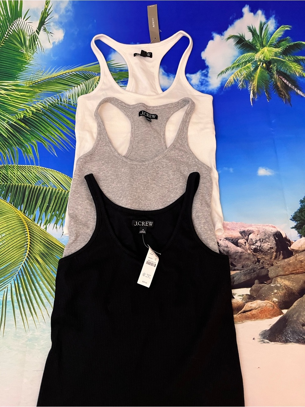 J. Crew Vintage Ribbed Shelf-Bra Tank Top Bundle (3)